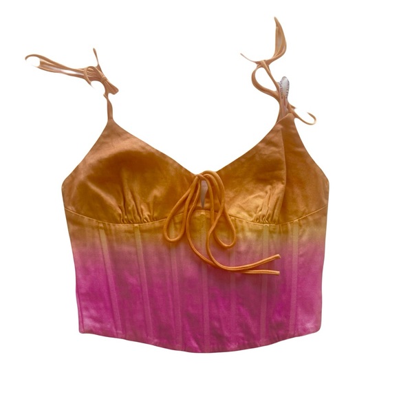 Small white fox ombré bustier top adjustable straps or strapless fitted orange - Picture 1 of 5